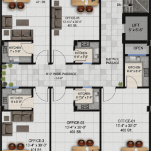 Da Manara 1st floor layout plan showcasing luxury apartment design, modern interiors, and spacious residential planning in Pakistan.
