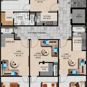 Arcade 1, 2nd & 3rd Floor Layout – modern luxury apartment floor plan by The Visioners.