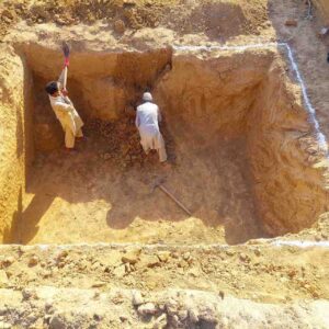 Da Visioners Arcade I foundation construction work showing strong base development for modern real estate project in Pakistan