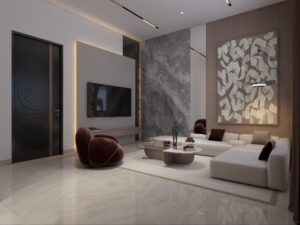 Da Manara apartment lounge with modern interior design, luxury furniture, and premium residential lifestyle in Pakistan