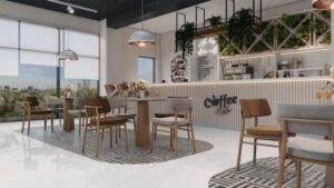 Da Manara coffee area with modern interior design, stylish seating, and premium lifestyle amenities in Pakistan.