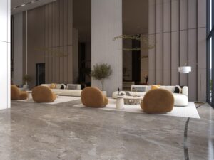 Da Manara reception sitting area with luxury interior design, modern furniture, and premium lifestyle in Pakistan