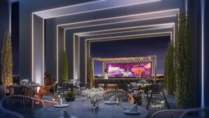 Da Manara rooftop restaurant with luxury dining, modern design, and panoramic city views in Pakistan